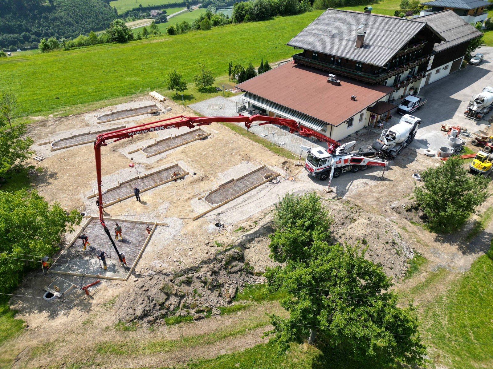 Pouring foundation for the cabins