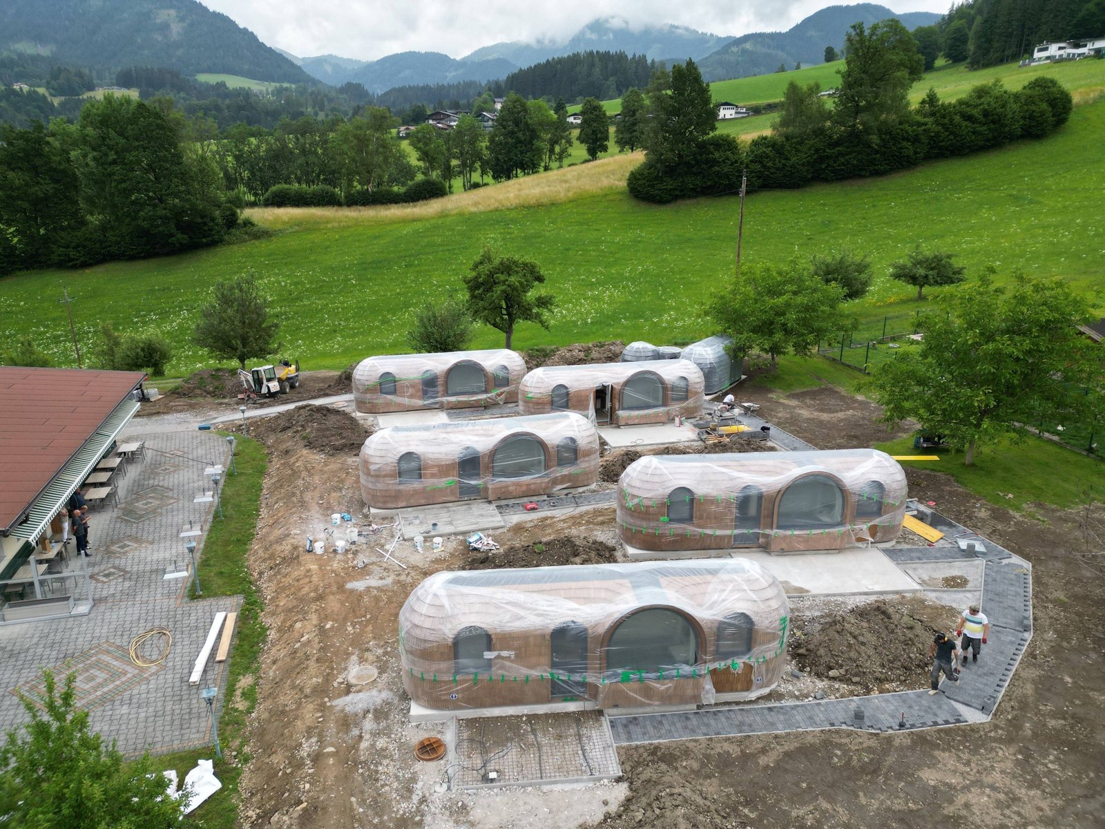 Cabins being set up on site