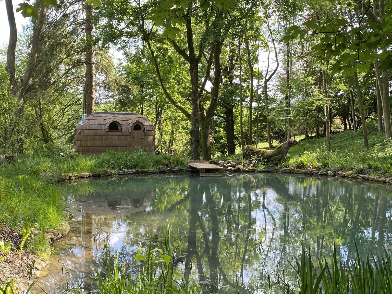 Sauna in England near a pond